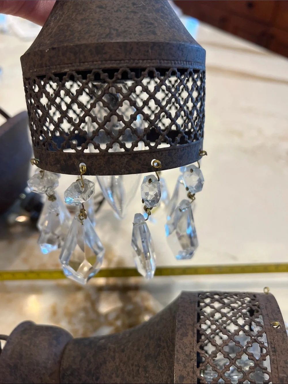 Two Arhaus Crystal Pendant Light Chandelier
